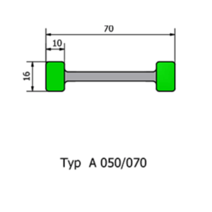 Ramiona aluminiowe prostokątne do wobblerów z taśmą piankową TWINSTICK typ A 050/070, opakowanie 100 szt.