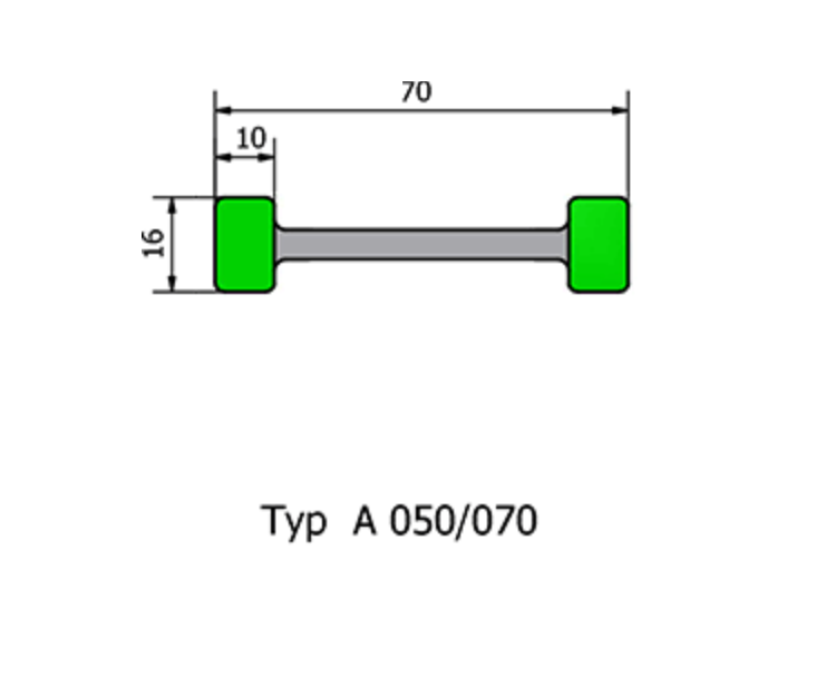 Ramiona aluminiowe prostokątne do wobblerów z taśmą piankową TWINSTICK typ A 050/070, opakowanie 100 szt.